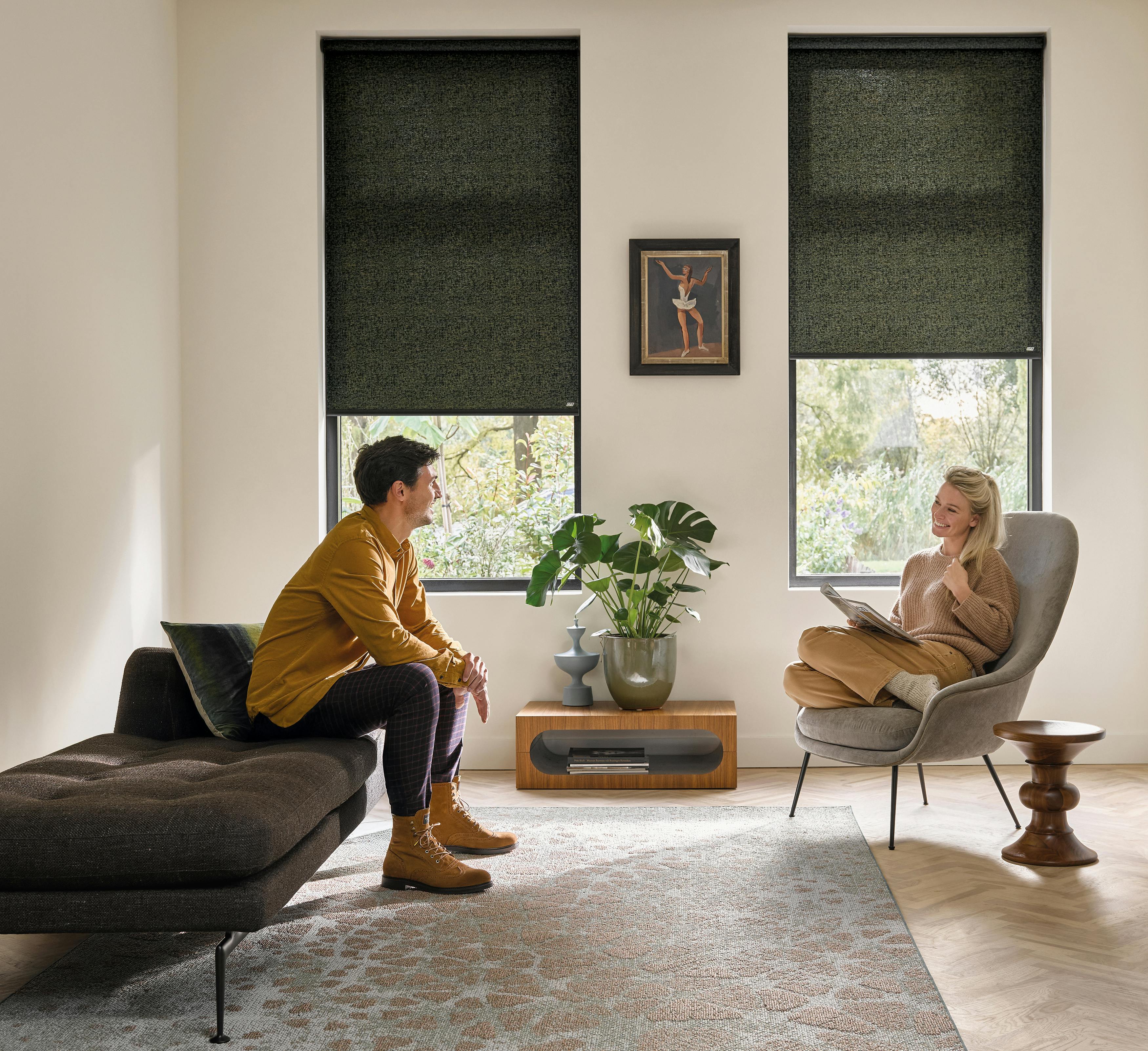 Roller blinds in a dining room